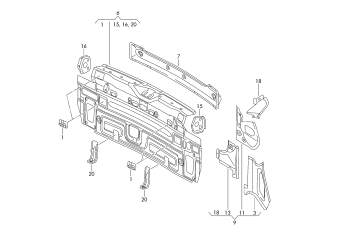 Rear cross panel, mounting for tail light