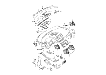 Air and footwell heater ducts, air hoses and vents, water deflector