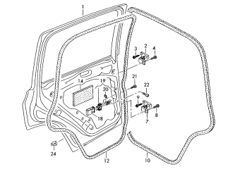 Doors, door hinge, door seal rear