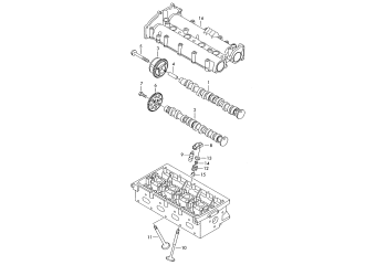 Camshaft, valves, camshaft adjuster unit 1.4ltr. petr. engine