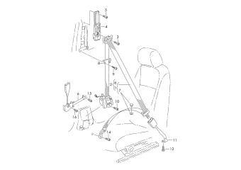 Three-point safety belt front