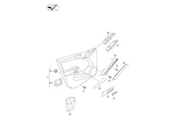 Door trim panels, grab handle front