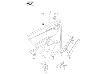 Door trim panels, grab handle rear
