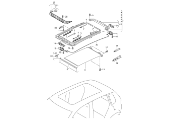 Panorama sunroof, roller sunblind