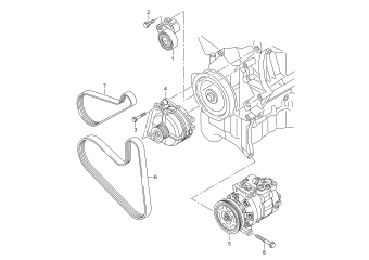 Connecting and mounting parts for alternator, poly-v-belt 1.4ltr. CZDB, CZDA