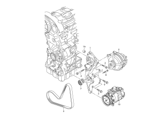 Connecting and mounting parts for alternator, poly-v-belt 2.0 ltr. CFFA, CFFB, CFFD, CFGB, CLJA, CFGC