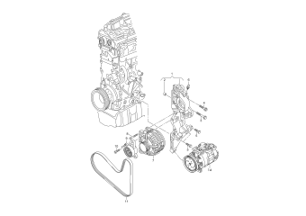 Connecting and mounting parts for alternator, poly-v-belt 2.0 ltr. CUVE, CUVC, CUWA