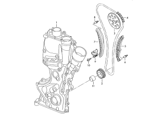 Camshaft timing chain, timing case 1.4ltr. petrol eng.+, CAVA, CAVD, CAXA, CTHA, CTHD