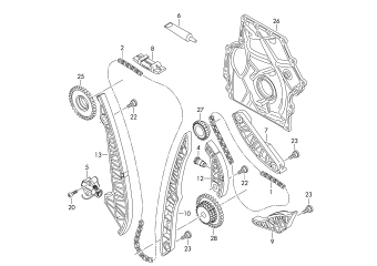 Camshaft timing chain, timing case 2.0 ltr. petrol eng.+, CAWA, CAWB, CCTA, CCZB, CCZD, CCZC