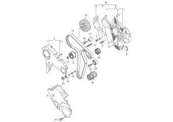 Toothed belt, toothed belt guard 2.0 ltr. diesel eng.+, CFFD, CFFA, CLJA, CFFB, CFGB, CFGC