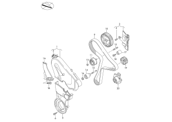 Toothed belt, toothed belt guard 2.0 ltr. diesel eng.+, CUVC, CUVE, CUWA