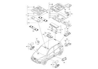 Interior and reading light, vanity light, glove compartment lid light, entry light, luggage compartment light, rear light reflector PR-0FA, 0FW, 27.05.2013 and after