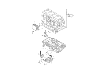 Oil pump, oil filter, oil dipstick, oil cooler 1.4ltr. petrol eng.+, CZDA, CZDB