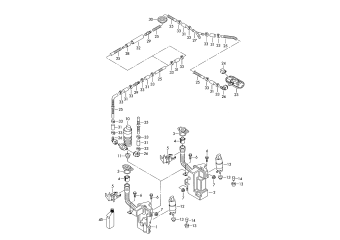 Fluid reservoir and individual parts, hose line for washer water, window cleaning solution