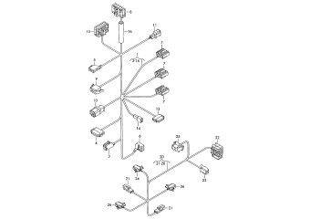 Adapter wiring set for seat base, wiring harness for backrest, adjustment