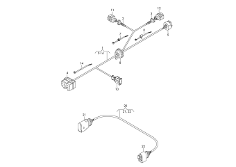 Wiring set with socket for trailer operation, adapter cable loom, allradkupplung