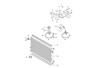 Flange, reservoir, cooler for coolant 2.0 ltr. diesel eng.+, CFFA, CFFB, CFFD, CLJA, CFGB, CFGC