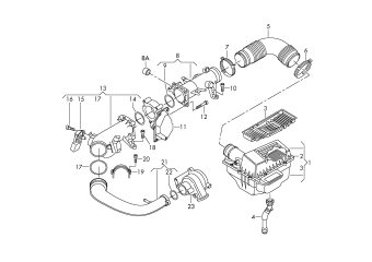 Air filter with connecting, parts 1.4ltr. petrol eng.+, PR-TF0