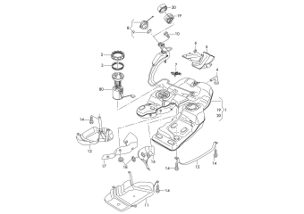 Fuel tank with attachments diesel engine