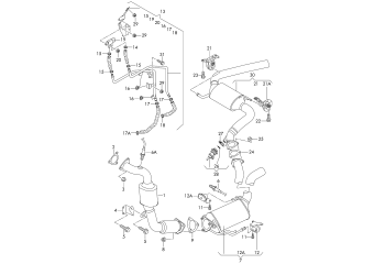Exhaust pipe with catalyst 3.0ltr. 6-cylinder+, diesel engine+, PR-7CF, 7GB, 7MM
