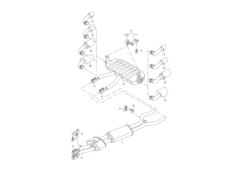 Front silencer, rear silencer, exhaust tail pipe 3.6ltr. 6-cylinder+, petrol engine+, CGRA, CMTA
