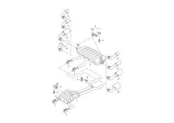 Front silencer, rear silencer, exhaust tail pipe 4.2 ltr. 8-cylinder+, petrol engine+, CGNA