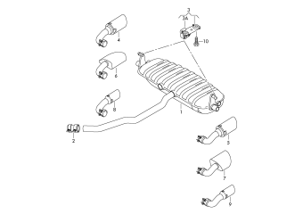 Intermediate pipe with rear silencer 3.0ltr. 6-cylinder+, diesel engine+, CJMA, CNRB, CRCA, CRCD