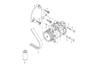 A/c compressor, connecting and mounting parts for compressor 3.0ltr. 6-cylinder+, petrol engine