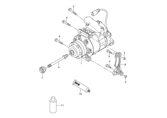 A/c compressor, connecting and mounting parts for compressor 4.2 ltr. 8-cylinder+, petrol engine