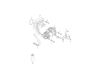 A/c compressor, connecting and mounting parts for compressor, 30.05.2016 and after, 3.0ltr. 6-cylinder+, diesel engine