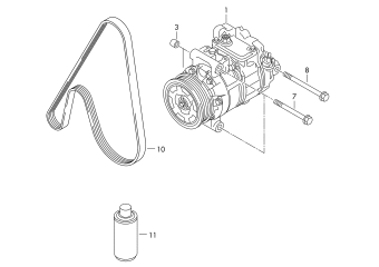 A/c compressor, connecting and mounting parts for compressor 4.2 ltr. 8-cylinder+, diesel engine