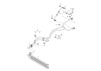 Oil pressure line for gearbox oil cooling, 8-speed automatic gearbox for four-wheel drive NXF, NXH, NXJ, NXK, NXL, NXM, NXN, NXQ, PXN, PXP, PXQ, QGD, QGE, QVZ