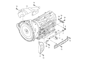 Gear housing, guard plates, 8-speed automatic gearbox for four-wheel drive NXF, NXH, NXJ, NXK, NXL, NXM, NXN, NXQ, PXN, PXP, PXQ, QGD, QGE, QVZ