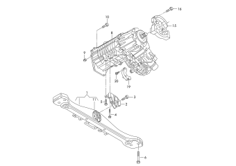 Attachment fasteners for transfer gearbox with electrically locking centre, differential PR-1Y1