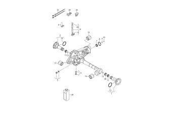 Gear housing, flanged shaft for models with no differential lock front rear CMTA, CGRA, CJTA, CYJA, CGEA, CGFA, CGNA, CJMA, CRCA, CVWA, CNRB, CVVA, CKDA, CRCD