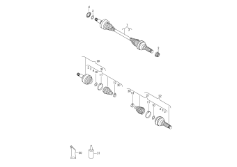 Drive shaft for models with no differential lock rear 8-cylinder+, diesel engine+, PR-1Y0