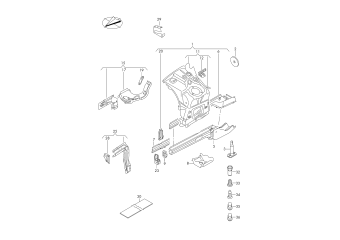 Side member, cross member for pedal floor, cross panel, a-pillar inner front lower
