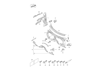 A-pillar inner, cross member for pedal floor, cross panel lower