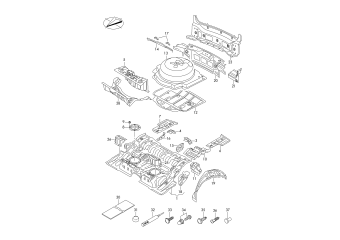 Floor assembly, cross panel rear