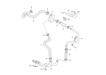Heater, coolant hoses for heater 3.0ltr., hybrid 6-cylinder+, petrol engine+, PR-D19