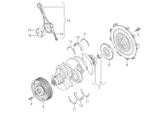 Crankshaft, conrod, bearings 3.0ltr. petrol engine+, CGEA, CGFA