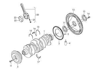 Crankshaft, conrod, bearings 3.6ltr. petrol engine+, CGRA, CMTA