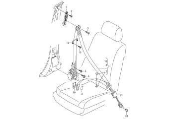 Three-point safety belt right front