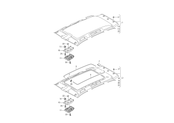 Moulded headliner, wire set, individual parts