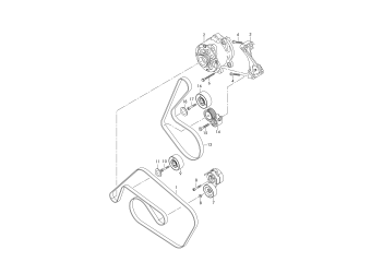 Connecting and mounting parts for alternator, poly-v-belt 3.0ltr. CJTA, CYJA