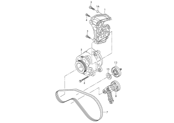 Connecting and mounting parts for alternator, poly-v-belt 4.2 ltr. CGNA