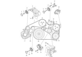 Connecting and mounting parts for alternator, poly-v-belt 3.0ltr. CJMA, CRCA, CNRB, CVWA, CVVA, CRCD