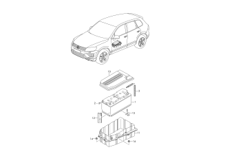 Battery, battery box, battery mounting