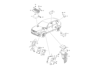 Onboard supply control unit, central control unit for convenience system, diagnosis interface for data bus, aerial for access and start authorisation