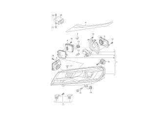 Headlight for cornering light, control unit for cornering light and headlight range ctrl PR-8IM